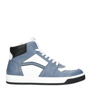   leren sneakers wit/blauw