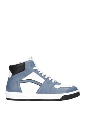   leren sneakers wit/blauw