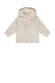 thumbnail: Ecru en beige jongens en meisjes Babyface reversible jas van stretchkatoen met lange mouwen, capuchon, drukknoopsluiting en quilted