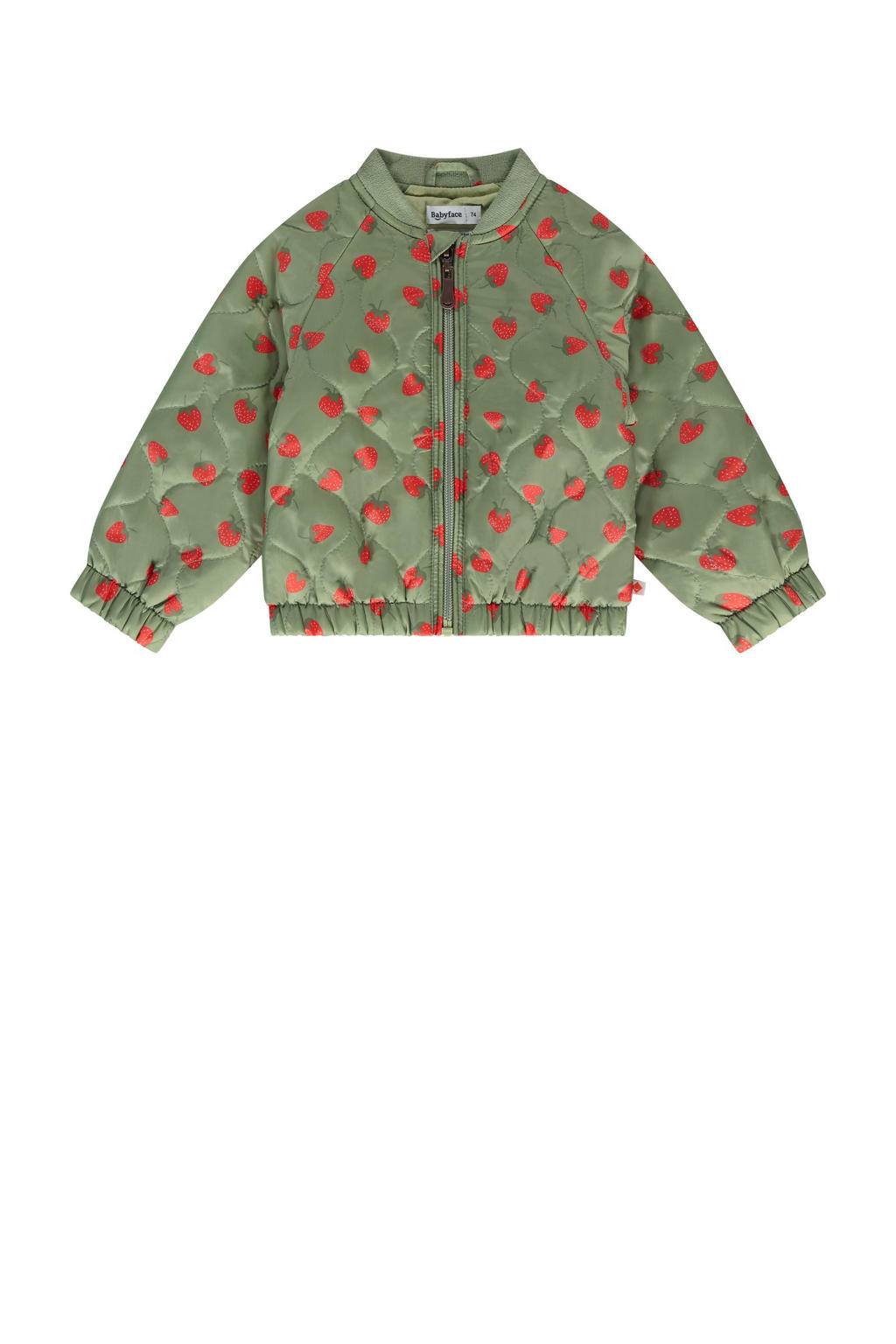 Groen en rode meisjes Babyface bomberjack van polyester met lange mouwen, ronde hals en ritssluiting