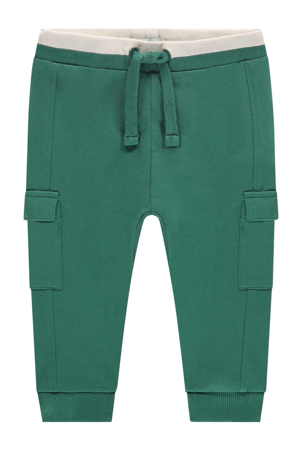 Groene jongens Babyface regular joggingbroek van sweat materiaal met elastische tailleband met koord en effen