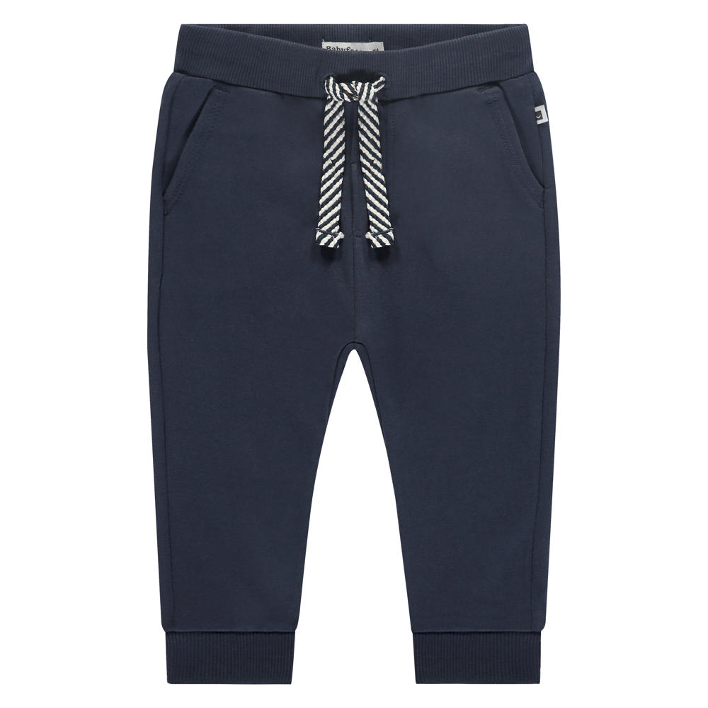 Blauwe jongens Babyface regular joggingbroek van sweat materiaal met elastische tailleband met koord en effen