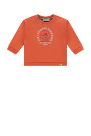thumbnail: Oranje jongens Babyface longsleeve van sweat materiaal met printopdruk, lange mouwen, ronde hals en drukknoopsluiting