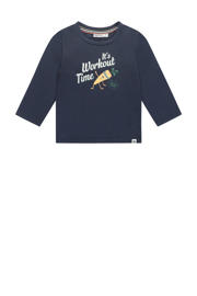 thumbnail: Blauwe jongens Babyface longsleeve van stretchkatoen met printopdruk, lange mouwen, ronde hals en drukknoopsluiting