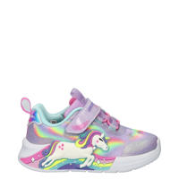 thumbnail: Lilakleurige meisjes Skechers Unicorn Chaser sneakers van nylon met elastische veter- met klittenbandsluiting en personageprint