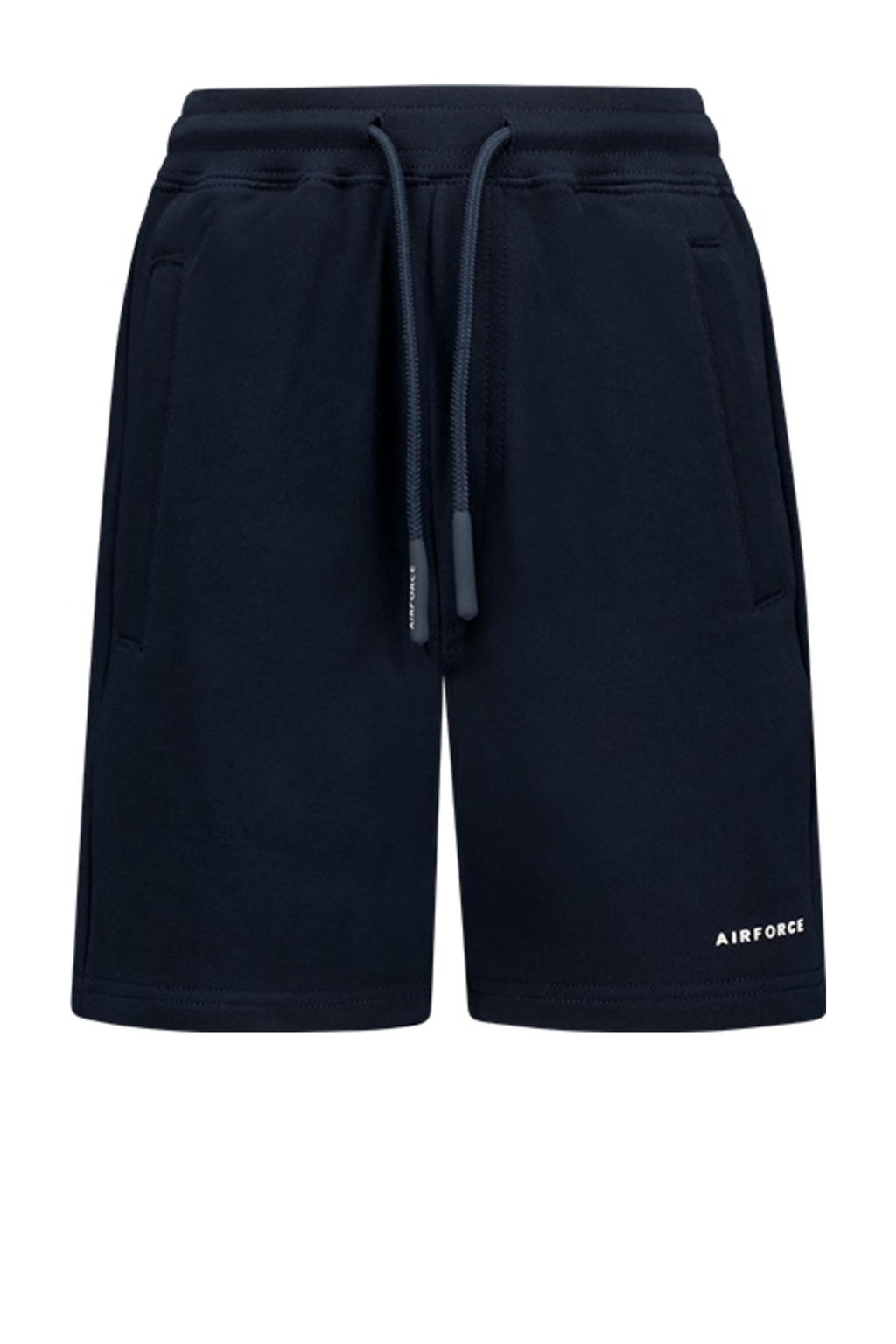 Donkerblauwe jongens Airforce sweatshort met elastische tailleband met koord en effen