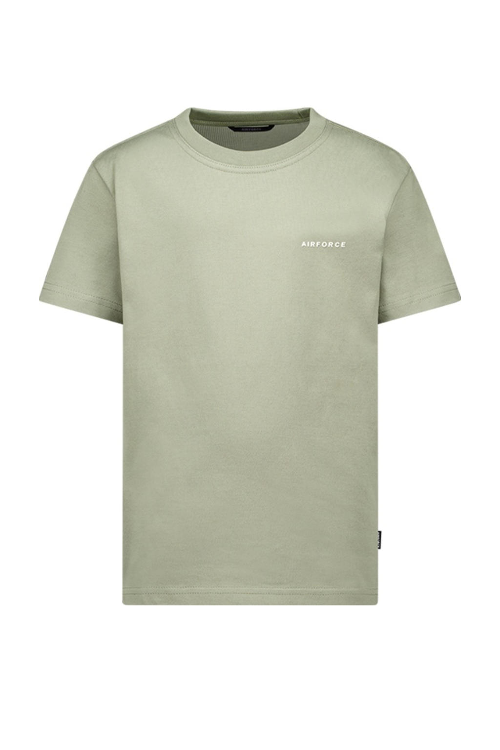 Groene jongens Airforce T-shirt van katoen met effen, korte mouwen en ronde hals