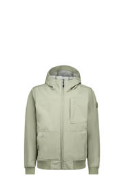 thumbnail: Mintgroene jongens Airforce softshell jas van polyester met effen, lange mouwen, capuchon en ritssluiting