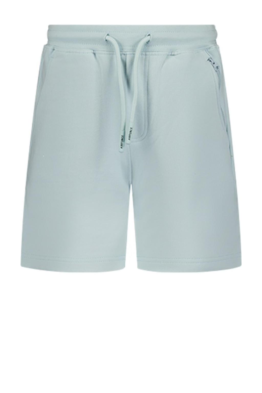 Lichtblauwe jongens Airforce regular sweatshort van katoen met elastische tailleband met koord en effen