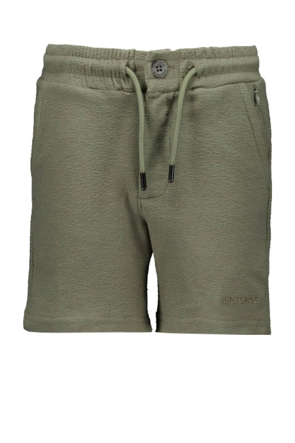 Groene jongens Airforce sweatshort van katoen met knoopsluiting en effen