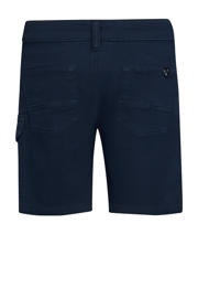 thumbnail: Donkerblauwe jongens Retour Jeans straight cargo short van stretchkatoen met rits- en knoopsluiting en effen