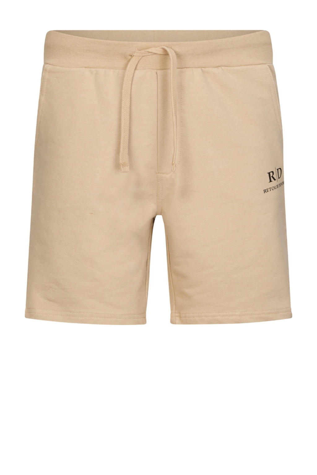 Zandkleurige jongens Retour Jeans regular sweatshort met elastische tailleband met koord en effen