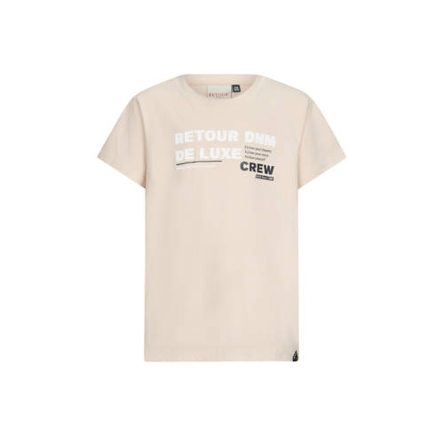 Retour Jeans T-shirt beige Jongens Katoen Ronde hals Printopdruk