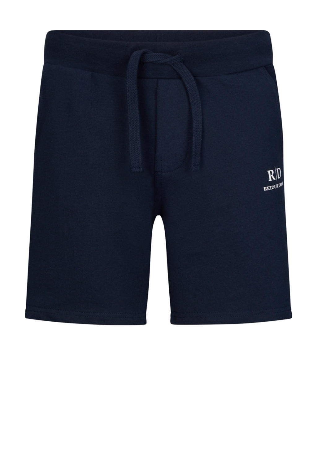 Donkerblauwe jongens Retour Jeans regular sweatshort met effen