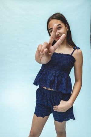 regular casual short donkerblauw