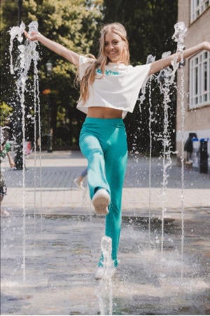 flared broek blauw