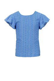 thumbnail: Blauwe meisjes LOOXS little blousetop van polyester met effen, korte mouwen, ronde hals en open rug