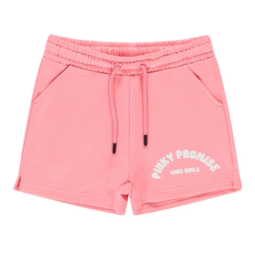 Roze meisjes Cars sweatshort van katoen met elastische tailleband met koord en tekst print