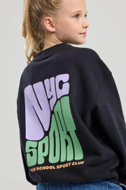thumbnail: Zwarte meisjes America Today sweater met backprint, lange mouwen en ronde hals