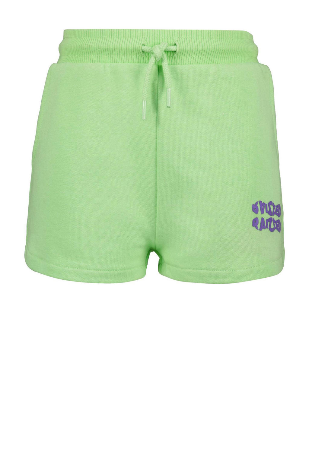 Groene meisjes Raizzed relaxed sweatshort met regular waist, elastische tailleband met koord en tekst print
