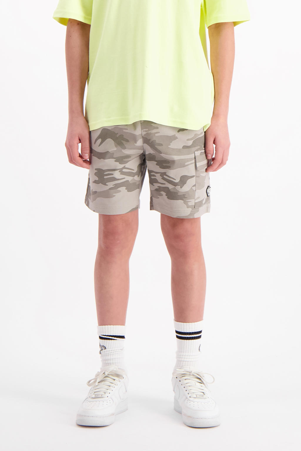 Taupe en grijze jongens BLACK BANANAS regular cargo short van katoen met elastische tailleband met koord