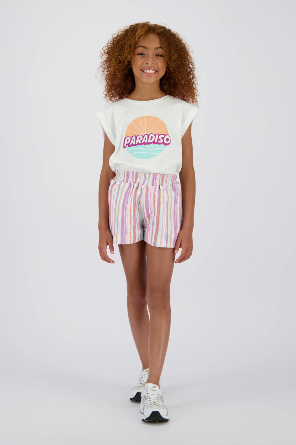 Witte meisjes Vingino T-shirt van katoen met printopdruk, korte mouwen en ronde hals