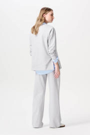 thumbnail: Grijze dames Noppies maternity regular high waist zwangerschaps casual broek van stretchkatoen met elastische tailleband met koord en melée print