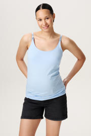 thumbnail: Lichtblauwe dames Noppies maternity zwangerschaps- en voedings spaghettitop met spaghettibandjes en ronde hals