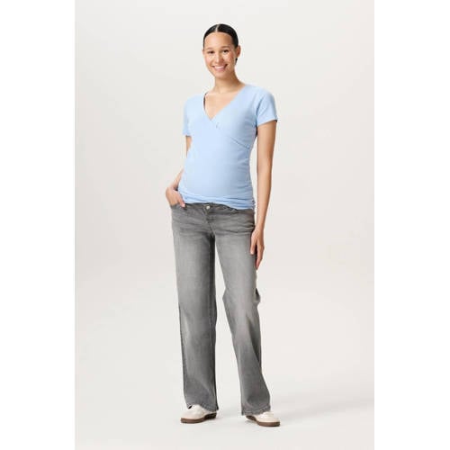 Noppies maternity high waist zwangerschapskleding wide leg jeans grey denim Grijs