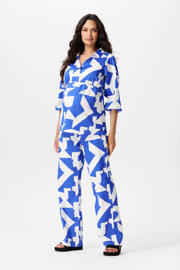 thumbnail: Blauw en witte dames Noppies maternity straight regular waist zwangerschaps broek