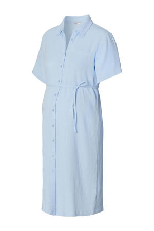 zwangerschaps- en voedings blousejurk lichtblauw