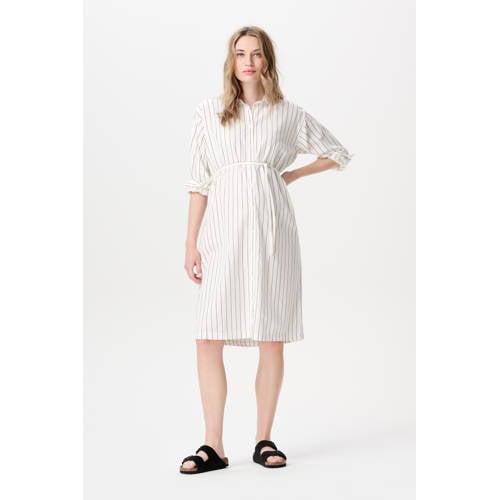 Noppies maternity zwangerschaps- en voedings blousejurk wit Dames Katoen Klassieke kraag