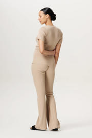 thumbnail: Beige dames Noppies maternity flared high waist zwangerschaps legging met effen