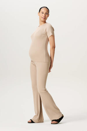flared high waist zwangerschaps legging beige