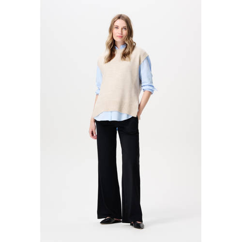 Noppies maternity wide leg high waist zwangerschaps casual broek zwart Dames Travelstof