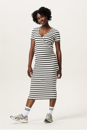 zwangerschaps- en voedings midi jurk beige