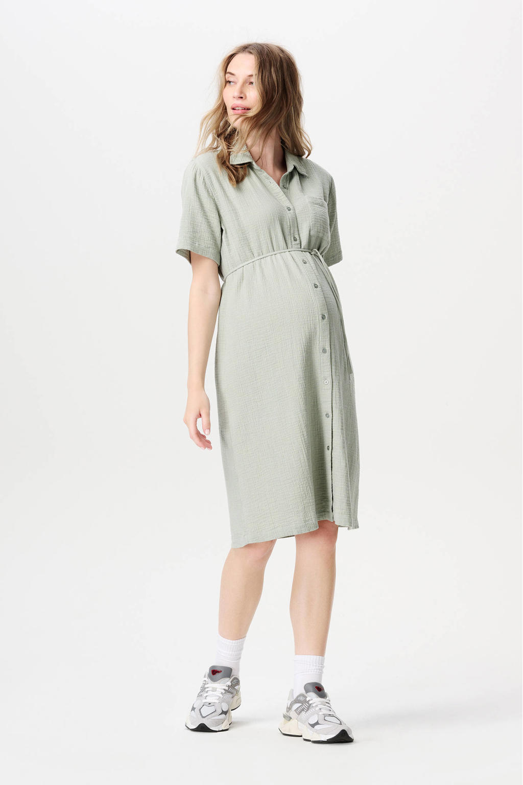 Noppies maternity zwangerschaps- en voedings blousejurk groen