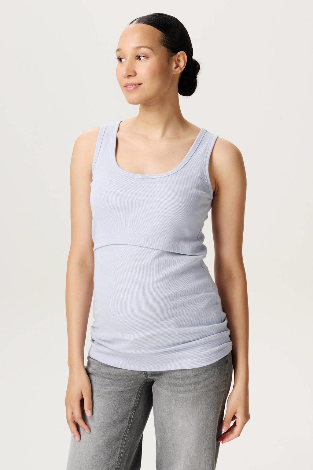Lichtblauwe dames Noppies maternity zwangerschaps- en voedings mouwloze top met ronde hals