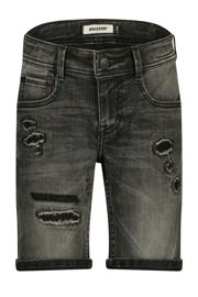 thumbnail: Black denim jongens Raizzed regular short black van denim met rits- en knoopsluiting en effen