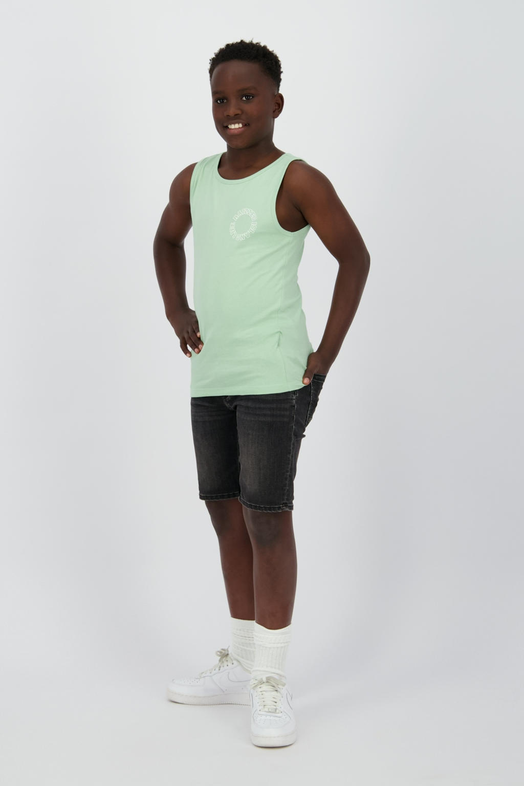 Grey denim jongens Raizzed regular van denim met rits- en knoopsluiting en effen