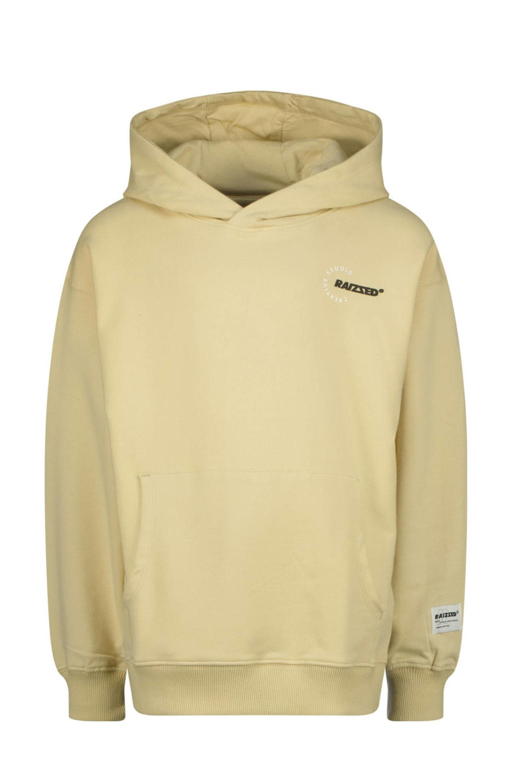 Beige jongens Raizzed hoodie van stretchkatoen met backprint, lange mouwen, capuchon en geribde boorden