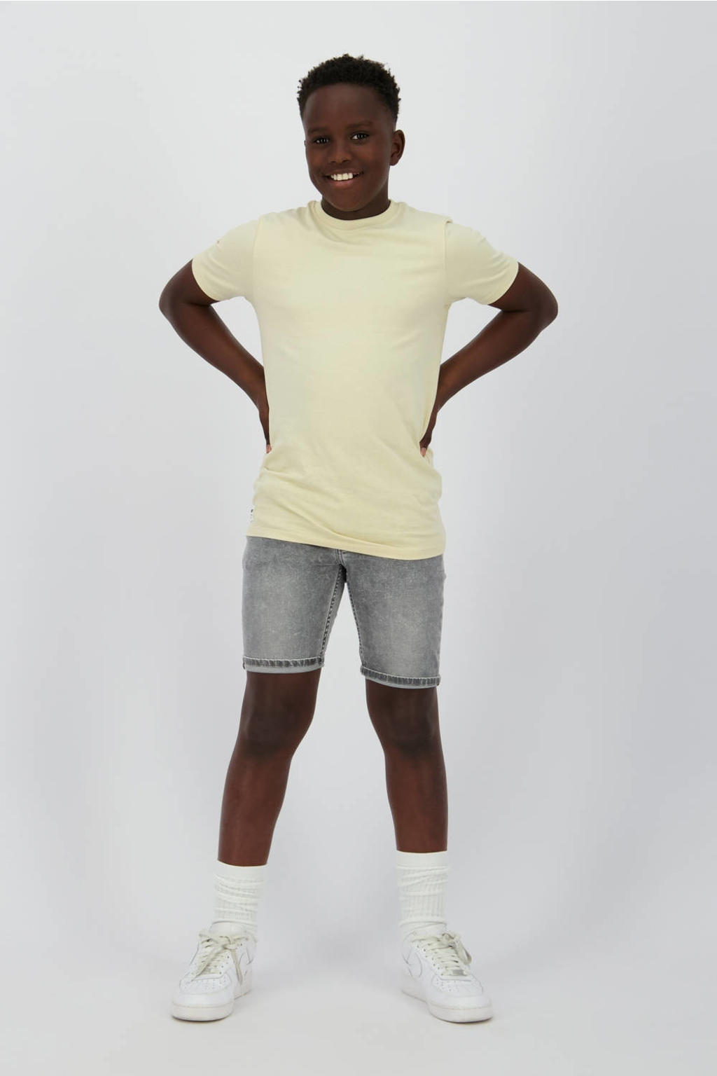 Grey denim jongens Raizzed regular van denim met rits- en knoopsluiting en effen