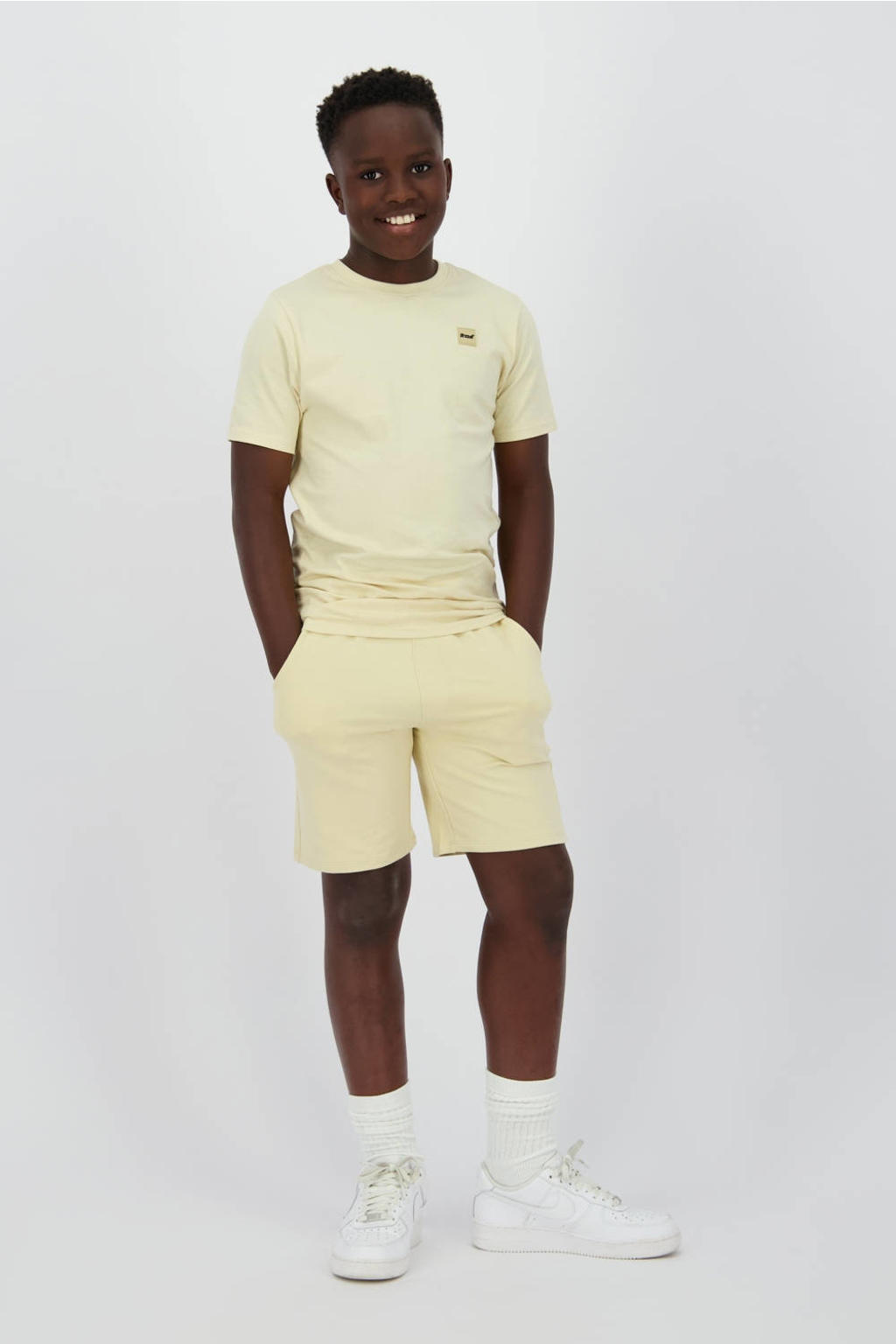 Beige jongens Raizzed regular sweatshort met elastische tailleband met koord en effen