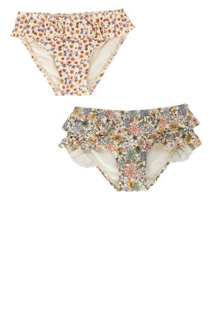 bikinibroekje met ruches - set van 2 roze/offwhite