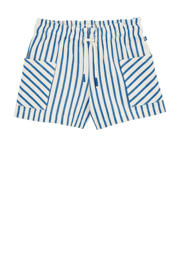 thumbnail: Blauwe meisjes WE Fashion straight casual short van katoen met elastische tailleband met koord en strepenprint
