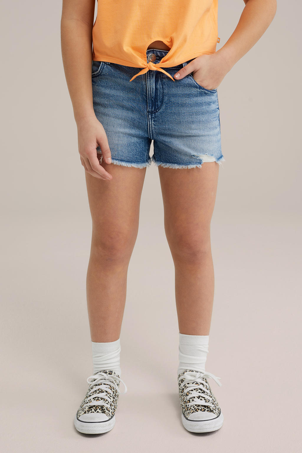 WE Fashion denim straight short medium blue denim