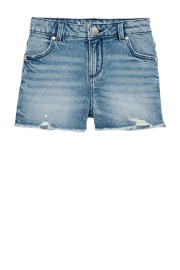 thumbnail: Medium blue denim meisjes WE Fashion straight short van denim met regular waist, rits- en knoopsluiting en effen