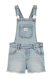 thumbnail: Lichtblauwe meisjes WE Fashion slim tuinbroek van stretchkatoen met effen