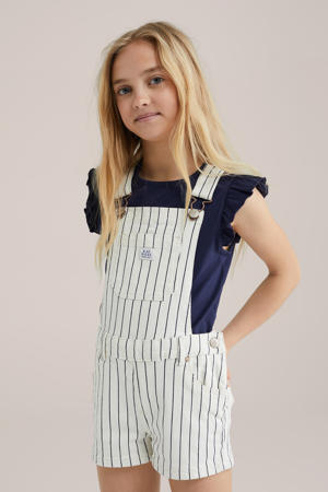 denim slim tuinbroek ecru