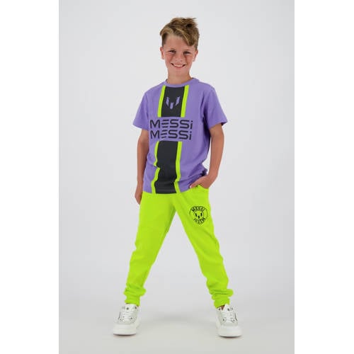 Messi T-shirt paars Jongens/Meisjes Polyester Ronde hals Logo